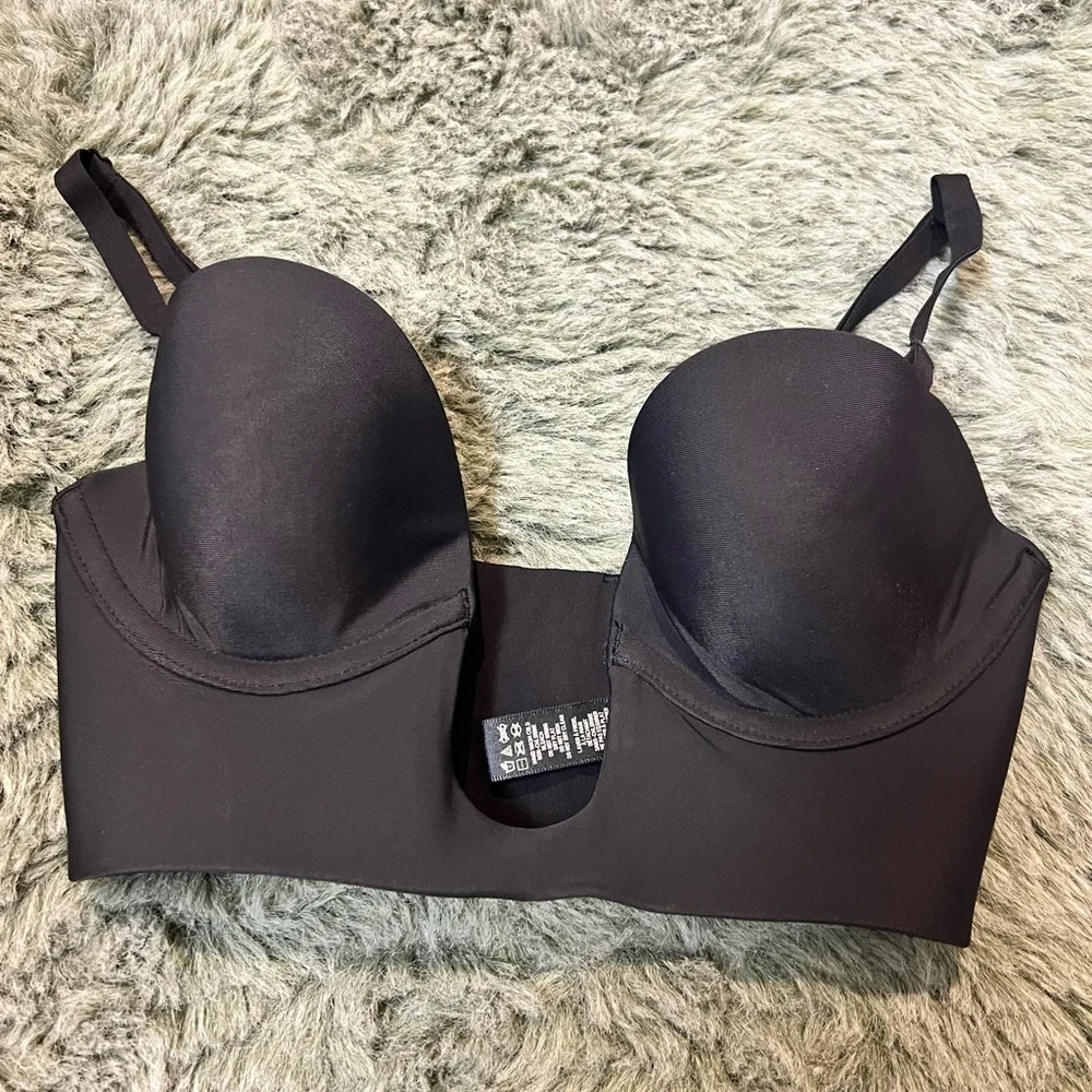 SKIMS Deep Plunge Bra XXS Black - Picture 4 of 8